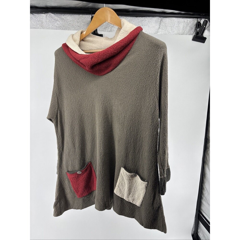 Margaret Winters Multicolor Cowl Neck Tunic Lagenlook Boho Oversized Size M
